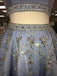 unique two pieces short party dress blue homecoming dresses with rhinestone