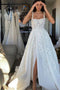 Gorgeous 3D Floral Princess Wedding Dress Straps Strapless Front Slit PW481