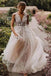 gorgeous a line v neck rustic wedding dresses with lace appliques
