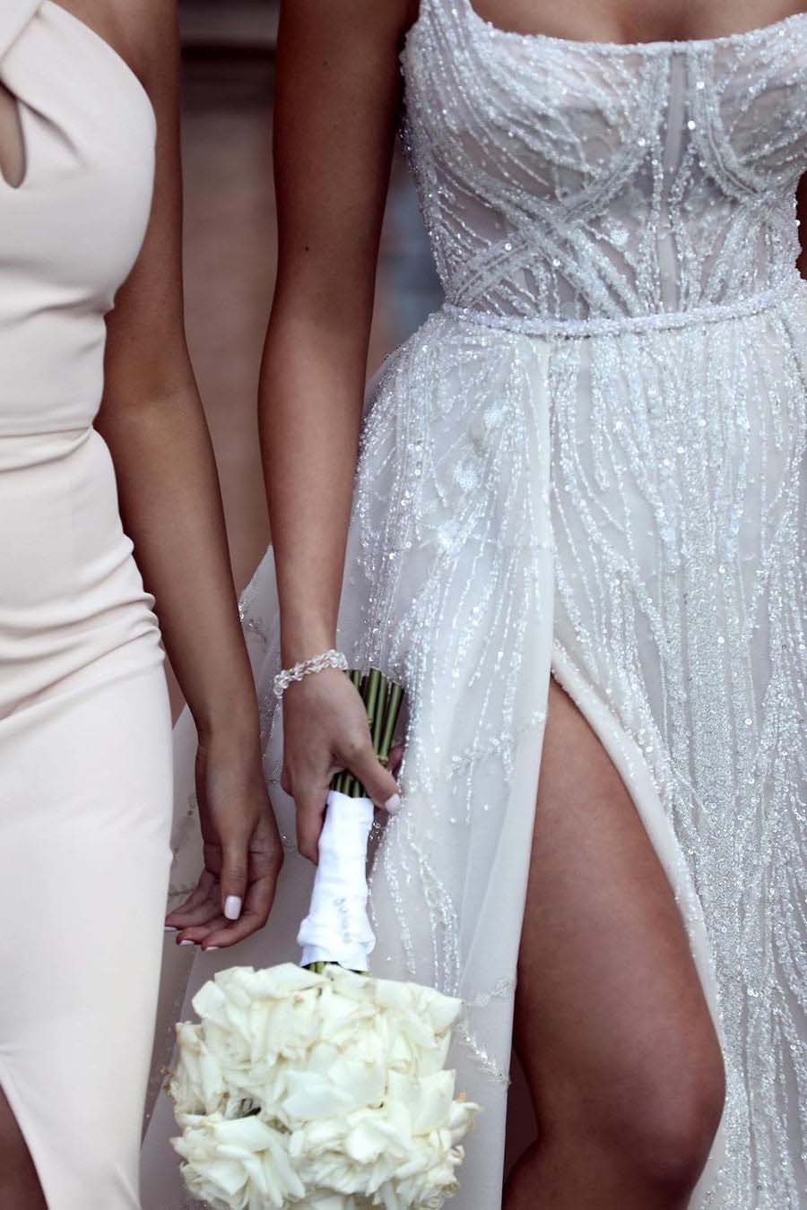 Gorgeous Beaded Straps A-line Chapel Train Wedding Dresses, Sparkly Backless Wedding Dress PW493