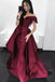 gorgeous off the shoulder burgundy prom dress overskirt formal dress