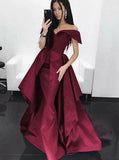 gorgeous off the shoulder burgundy prom dress overskirt formal dress