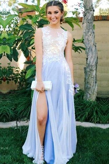 graduation party dresses for teens long chiffon prom dress with slit mp870