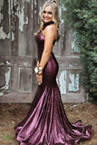 buy grape high neck sequins mermaid prom party dress mp818