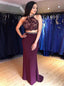 Grape Mermaid Long Two Piece Prom Dress With Beading MP923