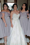 Off-the-shoulder Tea-Length Chiffon Bridesmaid Dresses PB162