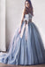 gray lace tulle princess ball gown wedding dress with bowknot