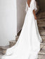 Boho Half Sleeves With Lace Chiffon Beach Wedding Dress PW288