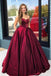 elegant simple sweetheart burgundy ball gown prom dresses with pockets