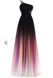 one shoulder ombre long prom dress cut out back beading ombre formal gown