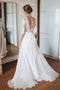 Half Sleeves Lace Chiffon Beach Wedding Dresses, A-line Boho Bridal Gown PW484