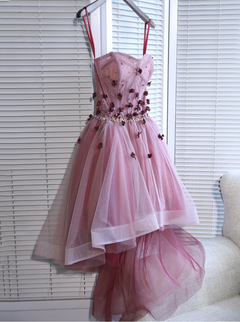 High Low Applique Strapless Prom Party dress Tutu Skirt Sweet 16 Dress GM278