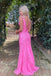 mermaid tulle v neck prom dress with lace appliques pink graduation gown