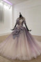 Sparkly Ball Gown Ombre Prom Dresses With Appliques Quinceanera Gown MG255