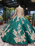 Long Sleeve Ball Gown Wedding Dress Appliques Beading Quinceanera Dresses MP165