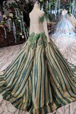 Luxurious Sequins Beaded Long Sleeves Ball Gown Quinceanera Gown MP344