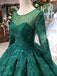 princess green quinceanera gown beaded appliques long sleeves ball gown