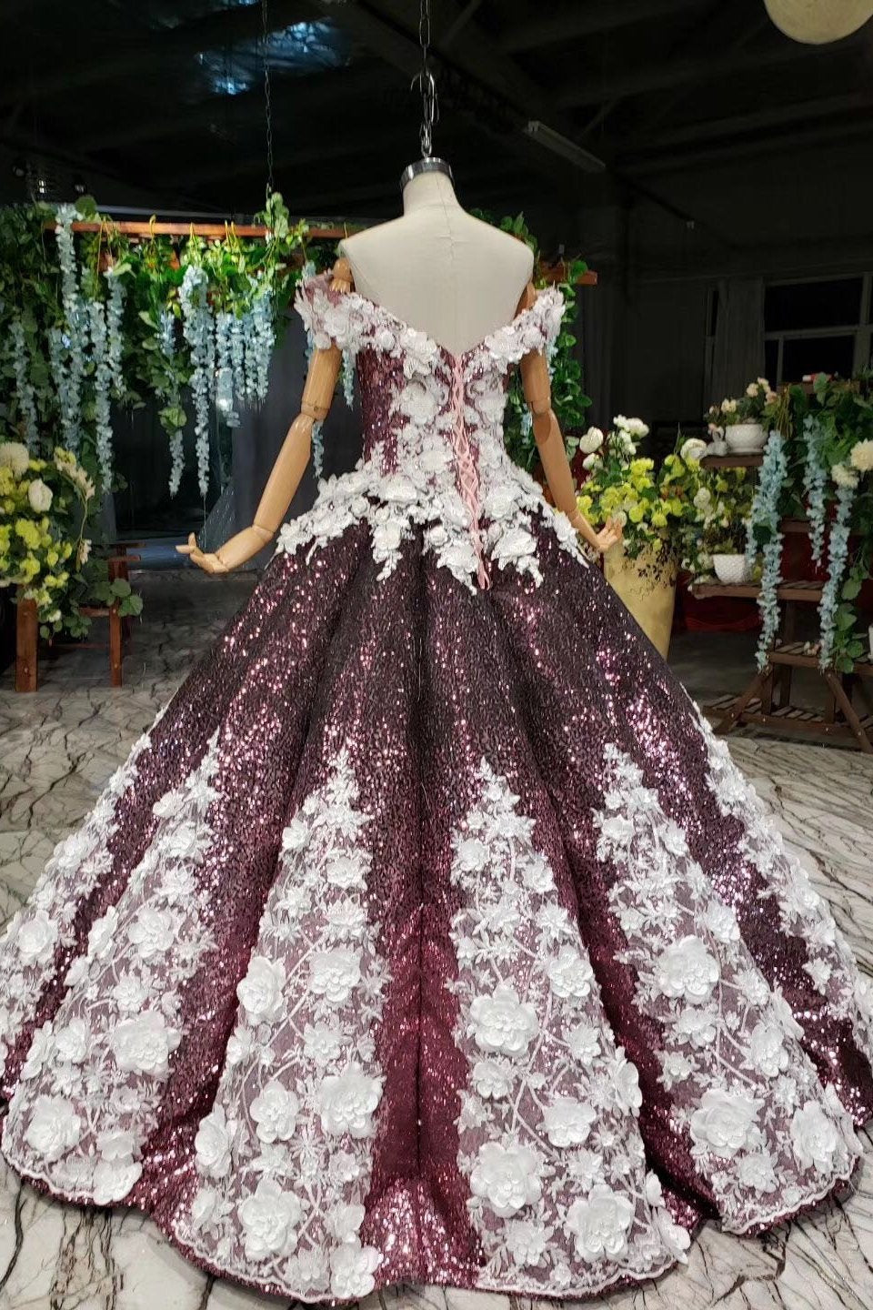 Off-Shoulder Quinceanera Dresses Prom Dresses Ball Gown With 3D Appliques MP91