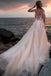 boho wedding dress illusion long sleeves backless lace tulle bridal gowns