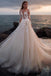 boho wedding dress illusion long sleeves backless lace tulle bridal gowns