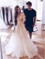 Illusion Round Neck Long Sleeve Tulle Sleeveless Wedding Dress PW333