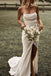 ivory spaghetti straps sheath beach wedding dresses simple slit wedding dress