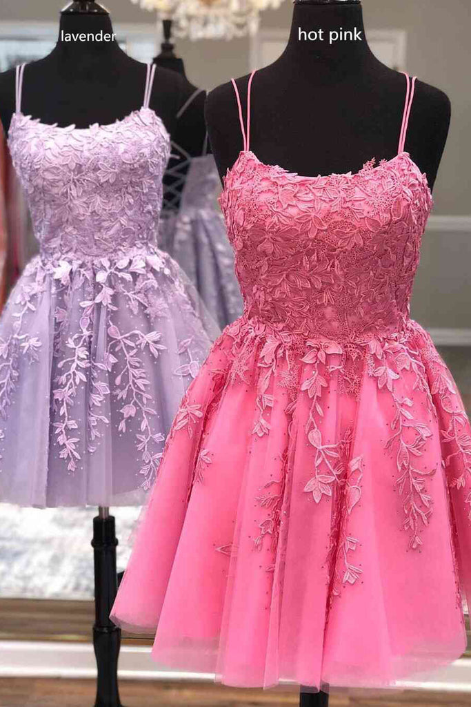 lace applique a line homecoming dress short prom dress