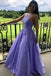 lace appliques lavender long prom dress halter a line graduation evening dress