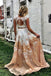 lace appliques two piece prom dresses long keyhole graduation dresses