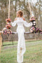 Lace Beach Wedding Dress Drop Long Sleeves Chiffon Mermaid Bridal Gowns PW246