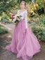 Lace Long Sleeves Tulle A-Line Wedding Dress With Bowknot PW332