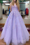 Lavender Tulle Lace Appliques Long Prom Dress, Stunning Long Graduation Dress GP504