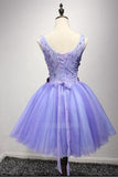 sweet 16 dress lavender short prom dress with flower applique gm281