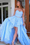 Light Blue Lace High Low Prom Dress, Sweetheart Sweet 16 Dress GP233