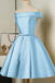 light sky blue homecoming dress satin short simple sweet 16 dress