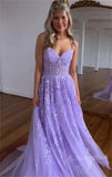 lilac lace tulle long prom dresses sweetheart sleeveless graduation gown