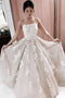 Spaghetti Straps Lace Appiques Wedding Dresses, Long Prom Formal Dresses PW404