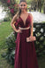 long burgundy prom dress a line spaghetti straps with waist beading