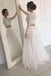 long sleeve lace ivory two piece tulle boho beach wedding dresses