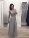 long sleeves chiffon long prom gown appliques bridesmaid dresses