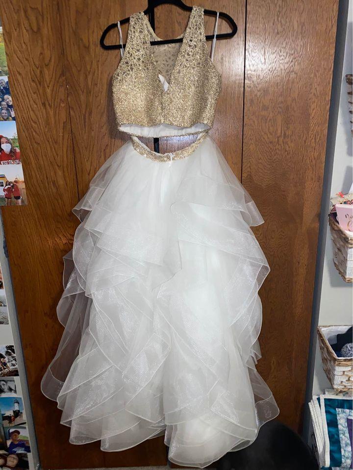 Two Pieces Long Zipper Back Lace Princess Prom Dresses GP289