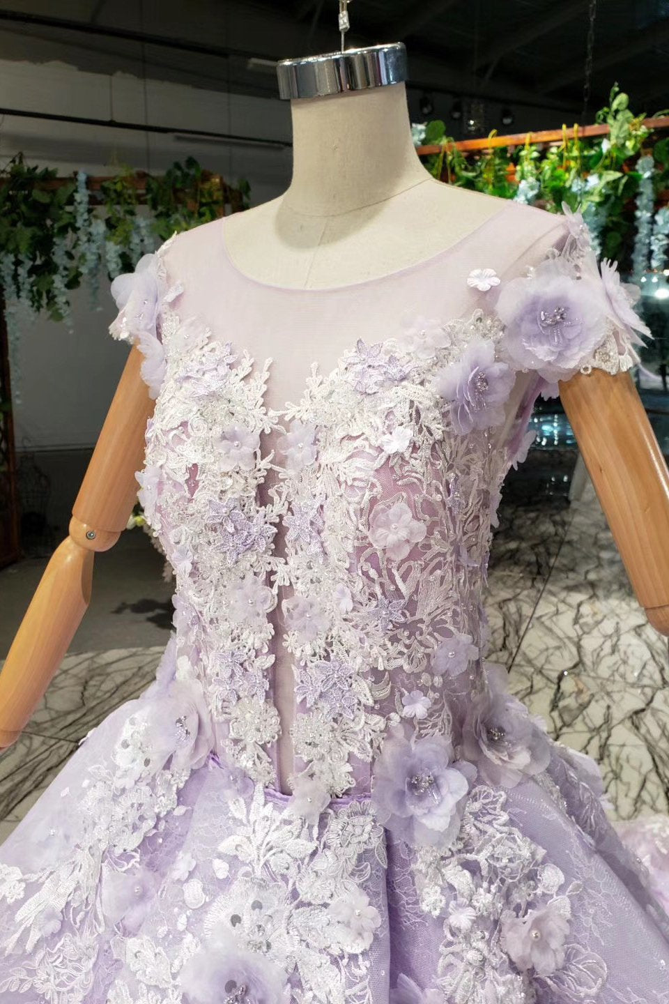 Lilac quinceanera dresses ball gown vintage wedding dress with appliques beading mg126