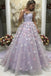 princess tulle lavender prom dress with handmade flowers formal dress
