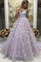 Princess Tulle Lavender Prom Dress with Handmade Flowers, Formal Dress MP1198