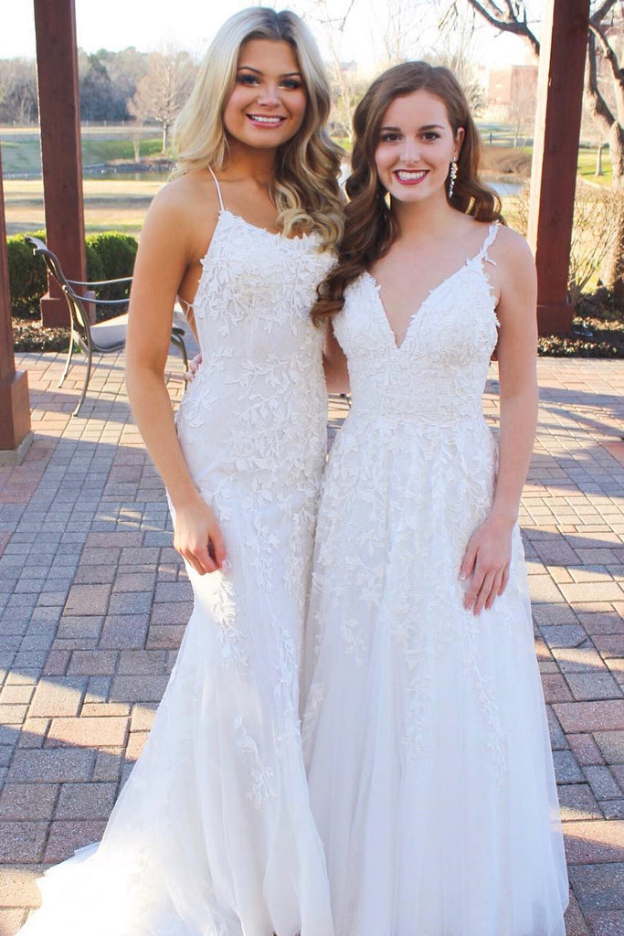 appliques ivory long prom dresses sleeveless tulle evening gowns