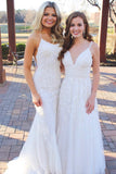 appliques ivory long prom dresses sleeveless tulle evening gowns