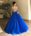 ball gown tulle beaded bodice prom dress royal blue quinceanera dress