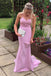 mermaid light purple prom dresses with lace train long pageant party dress
