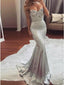 Mermaid Beading Evening Dress Silver Fishtail Prom Dress MP906