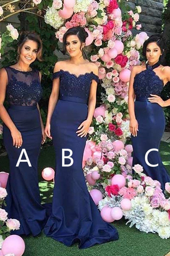 mermaid navy blue bridesmaid dresses styles styles appliques beading